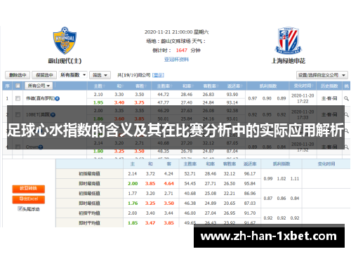 足球心水指数的含义及其在比赛分析中的实际应用解析
