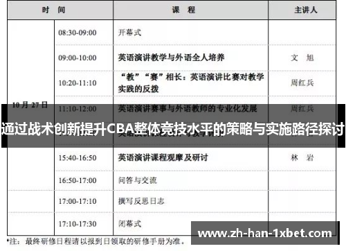 通过战术创新提升CBA整体竞技水平的策略与实施路径探讨
