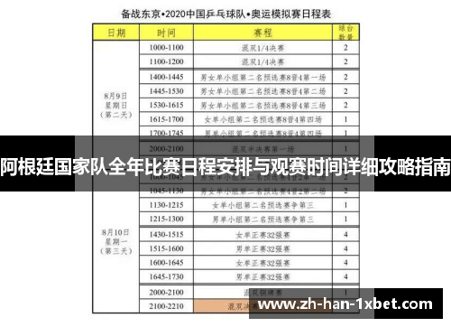 阿根廷国家队全年比赛日程安排与观赛时间详细攻略指南
