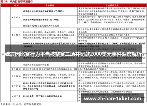魏震因比赛行为不当被禁赛三场并罚款2000美元事件深度解析